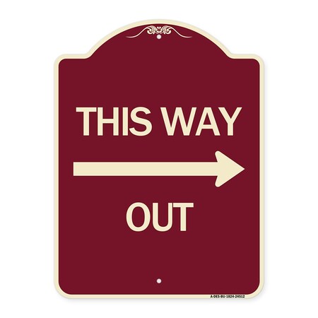 Signmission This Way Out Right Arrow Heavy-Gauge Aluminum Architectural Sign, 24" x 18", BU-1824-24512 A-DES-BU-1824-24512